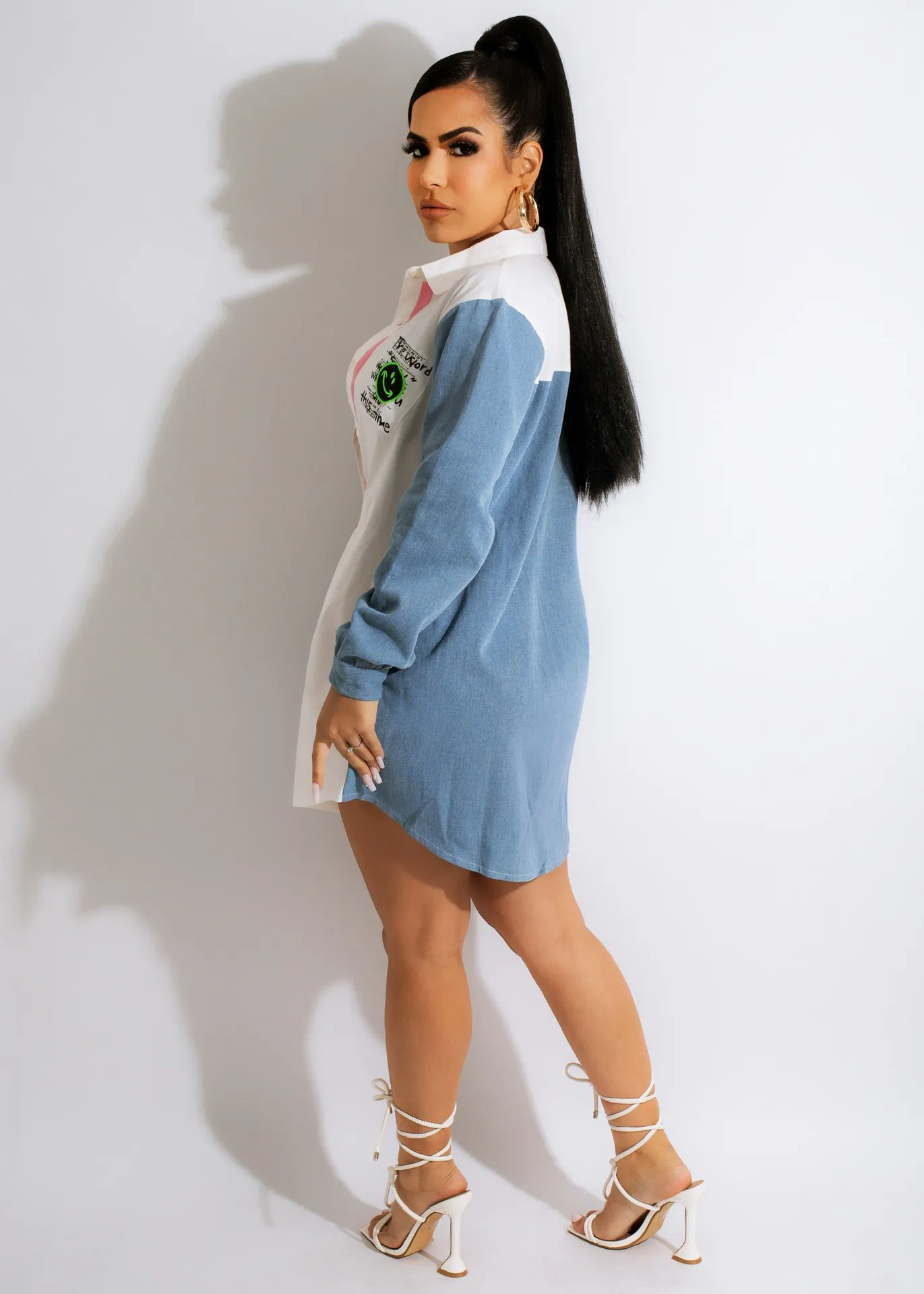 white christmas dresses LOUNGE DENIM MINI DRESS – Half Past Three main image 1