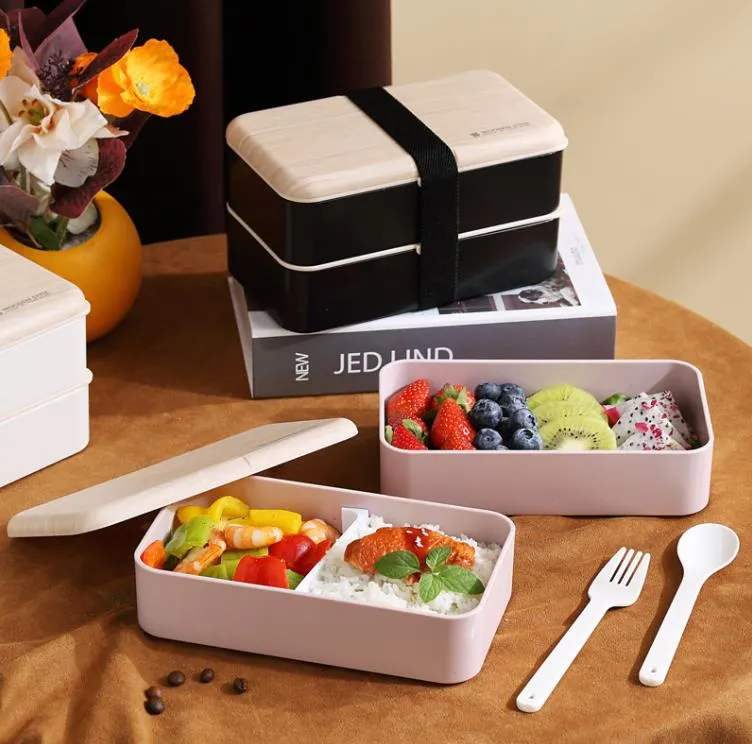 Bento Lunchbox 2 Tier lekvrije lunchbox voor werk/school lunchverpakking en maaltijdvoorbereiding - BPA vrij - Food Grade Safe Containers Roze Uptodate