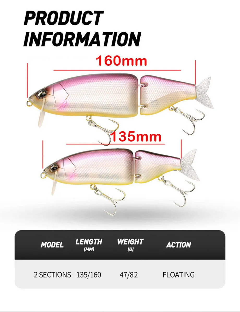 Lot De 5 Leurres De Pêche Multi-Articulés à Coulée Lente - Appâts Artificiels 5cm 3g