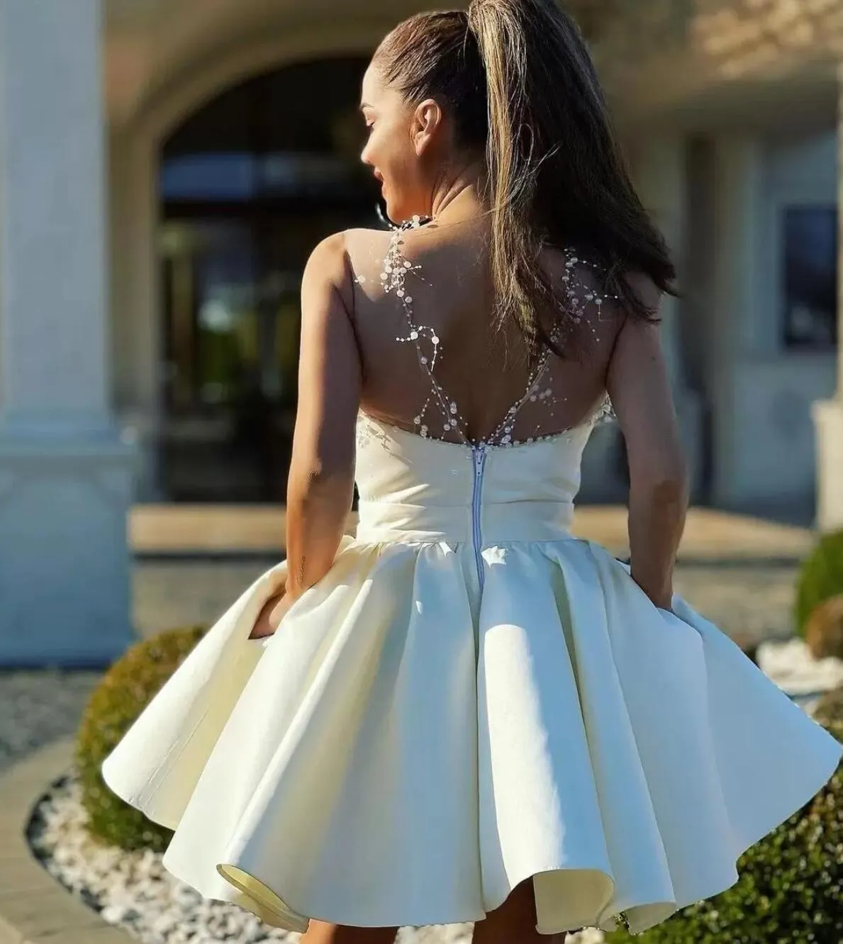 short white satin dress