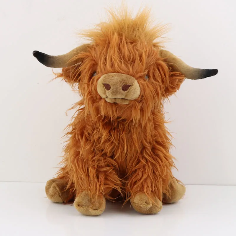 Plush Dolls Simulation Highland Cow Animal Doll Soft Stuffed Toy Kawaii Kids Baby Gift Home Room Decor 27cm 221024