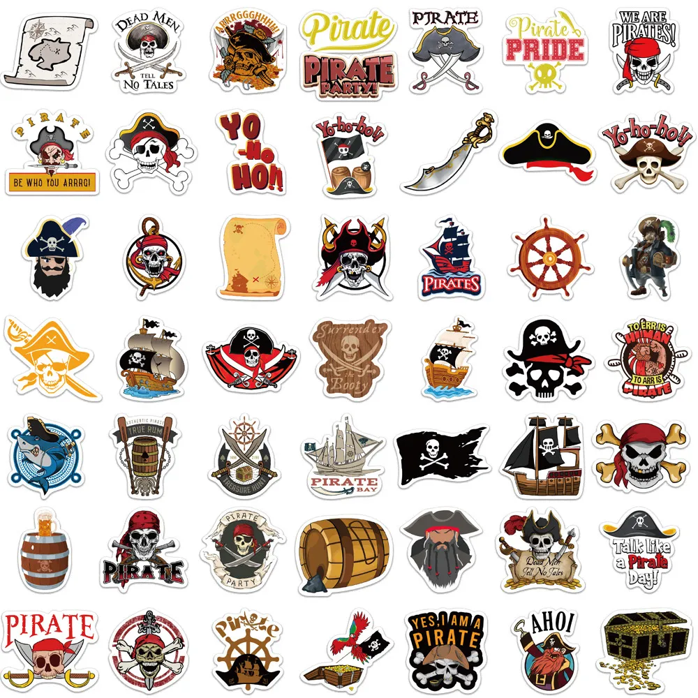 50 Cool Pirates Skull Pirate Stickers For DIY Skateboards, Laptops, Bikes,  Guitars, Phones, Motorcycles, And Cars Waterproof From Biggoosestore, $2.57