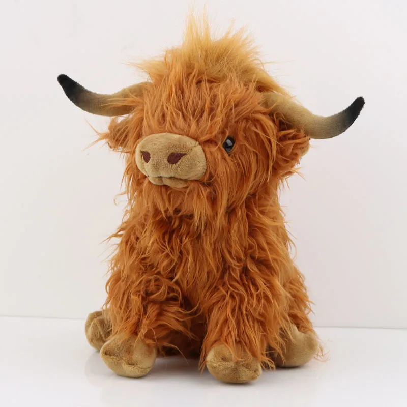 Plush Dolls Simulation Highland Cow Animal Doll Soft Stuffed Toy Kawaii Kids Baby Gift Home Room Decor 27cm 221024