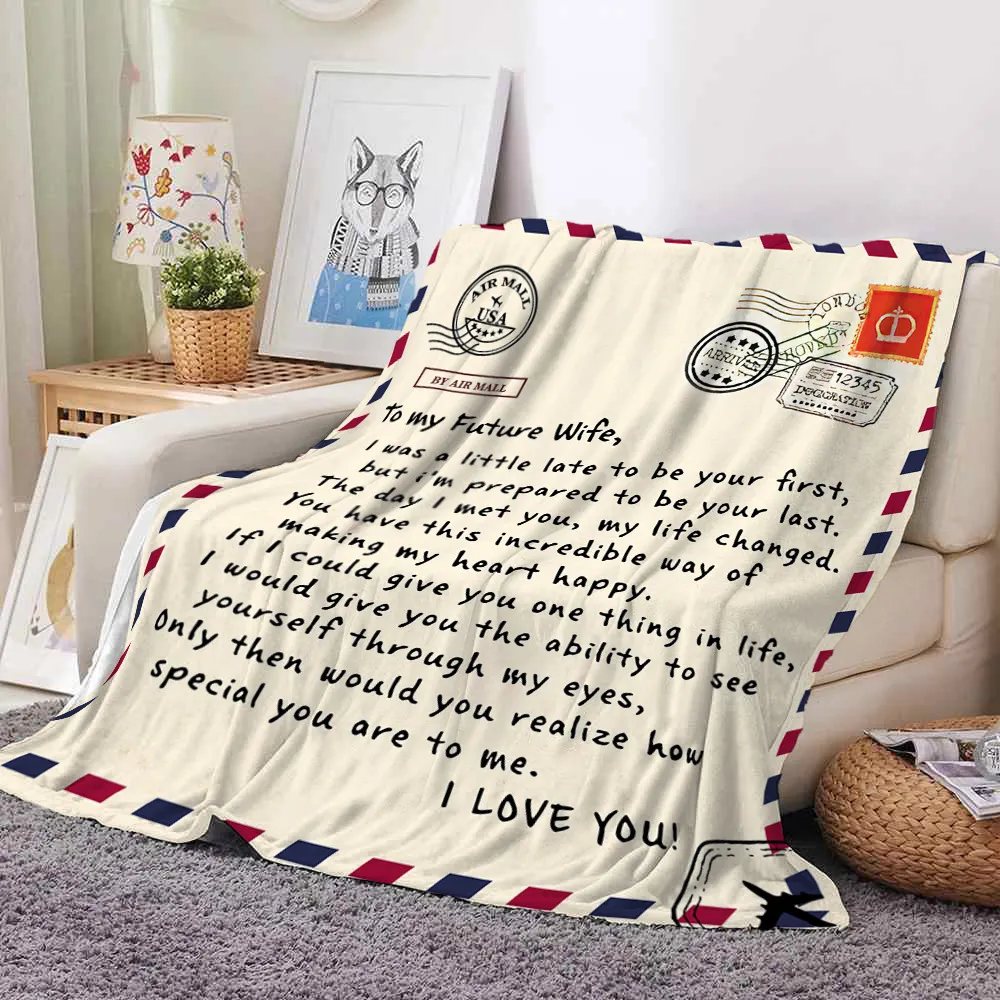 Family Envelope To My Wife Blanket Set Warm Letter Throw For Mom