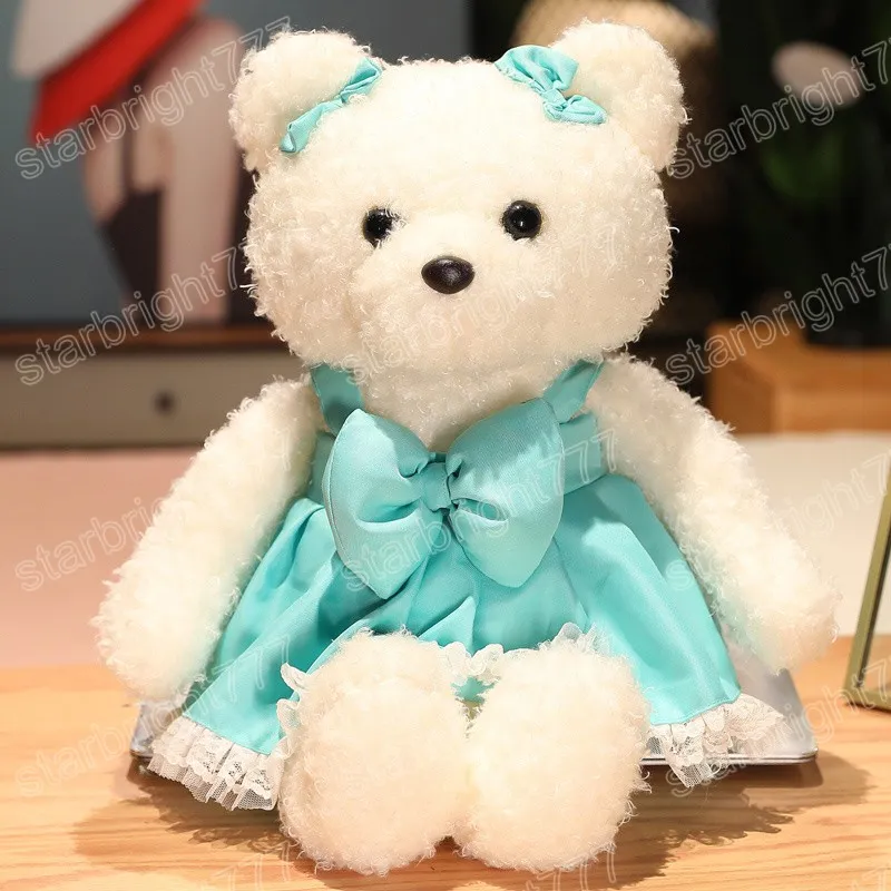 Kawaii Plush Curly Hair Teddy Bear Toy With Bow Suspender 35/45cm