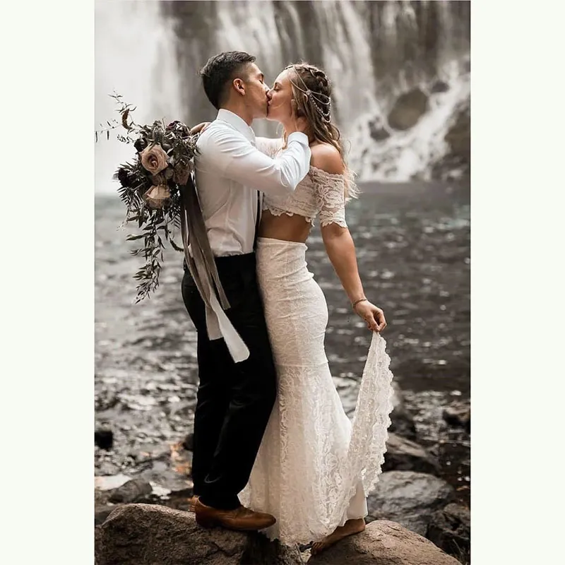 Boho lace mermaid wedding dress 2025