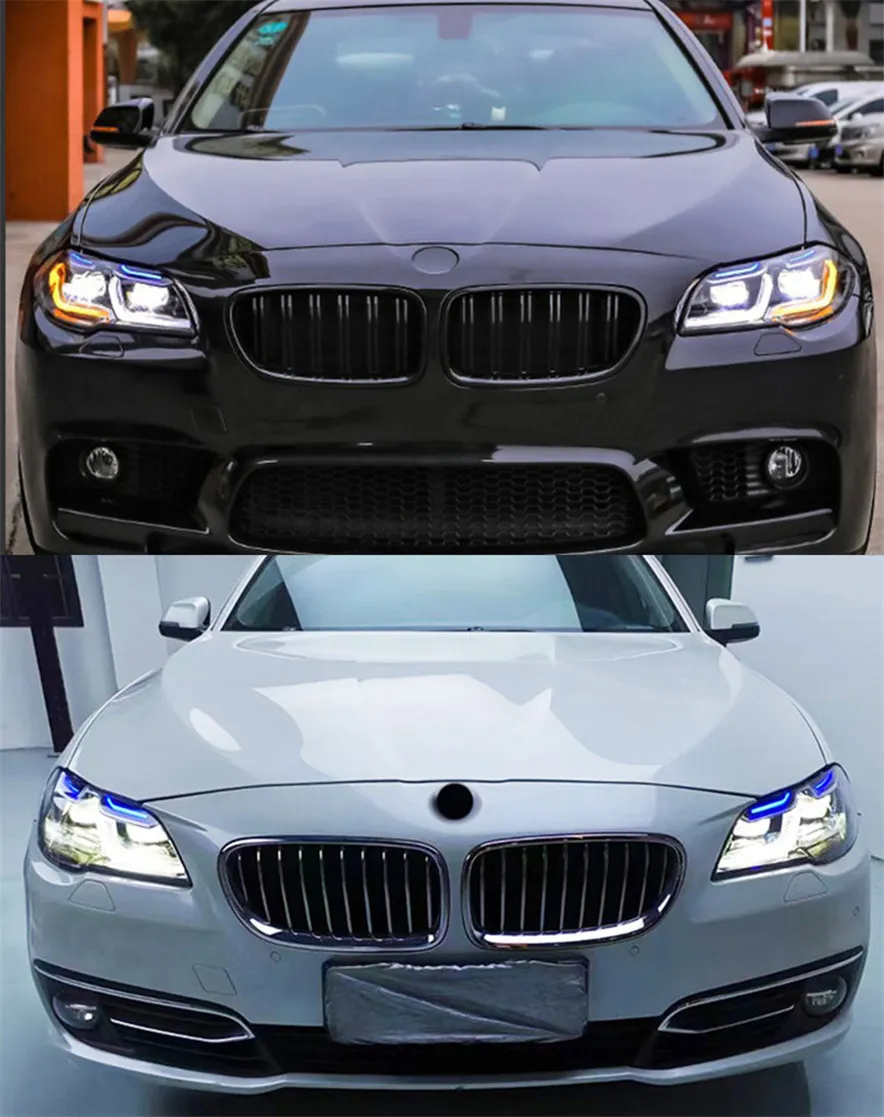 BMW F10 LED Headlight Projector Lens All LED Front Daytime Blue Daytime  Running Lights 20 16 For F18, 520i, 525i 530i F11 From Gk_tuning, $1,020.11