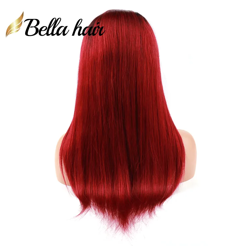 full lace wigs human hair colored wig with dark root 1b pink 99j purple burgundy wine red grey silky straight transparent wigs 1224 inch bellahair quality 11a