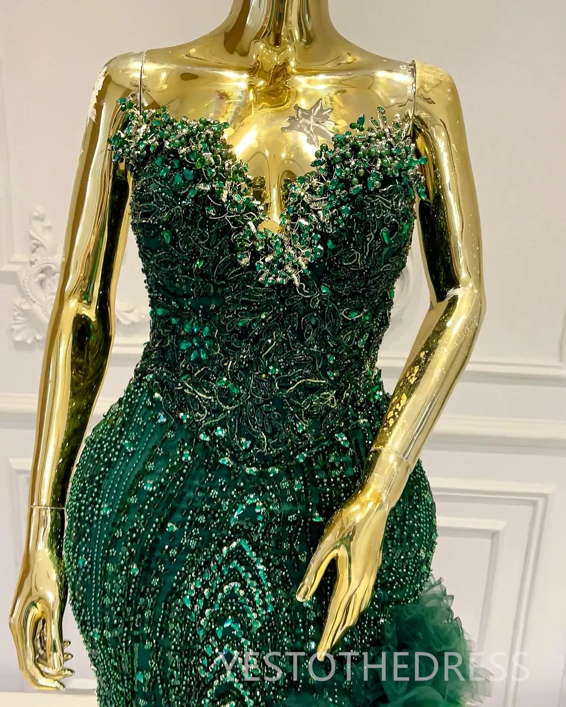 emerald green reception dress Royal Blue Ball gown Lace Wedding Dresses Prom Reception Party Gown 20 –  Siaoryne