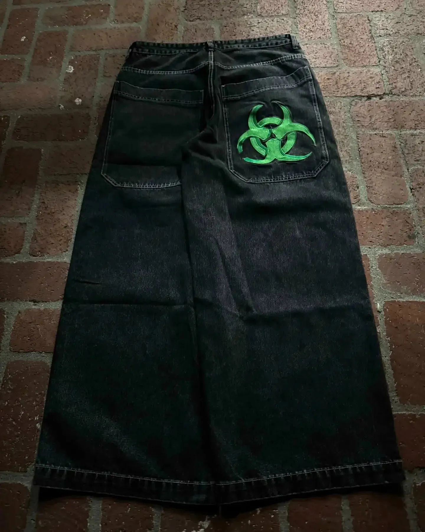 Y2K Gothic Nuclear Waste Embroidery Jeans Punk... From 37,56 