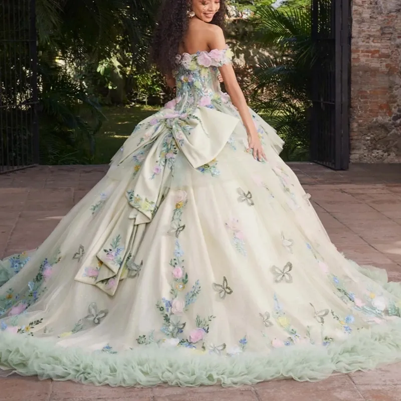 white and green quince dress green quinceanera dress Morilee Viscaya 89401 Silver Rose / 24