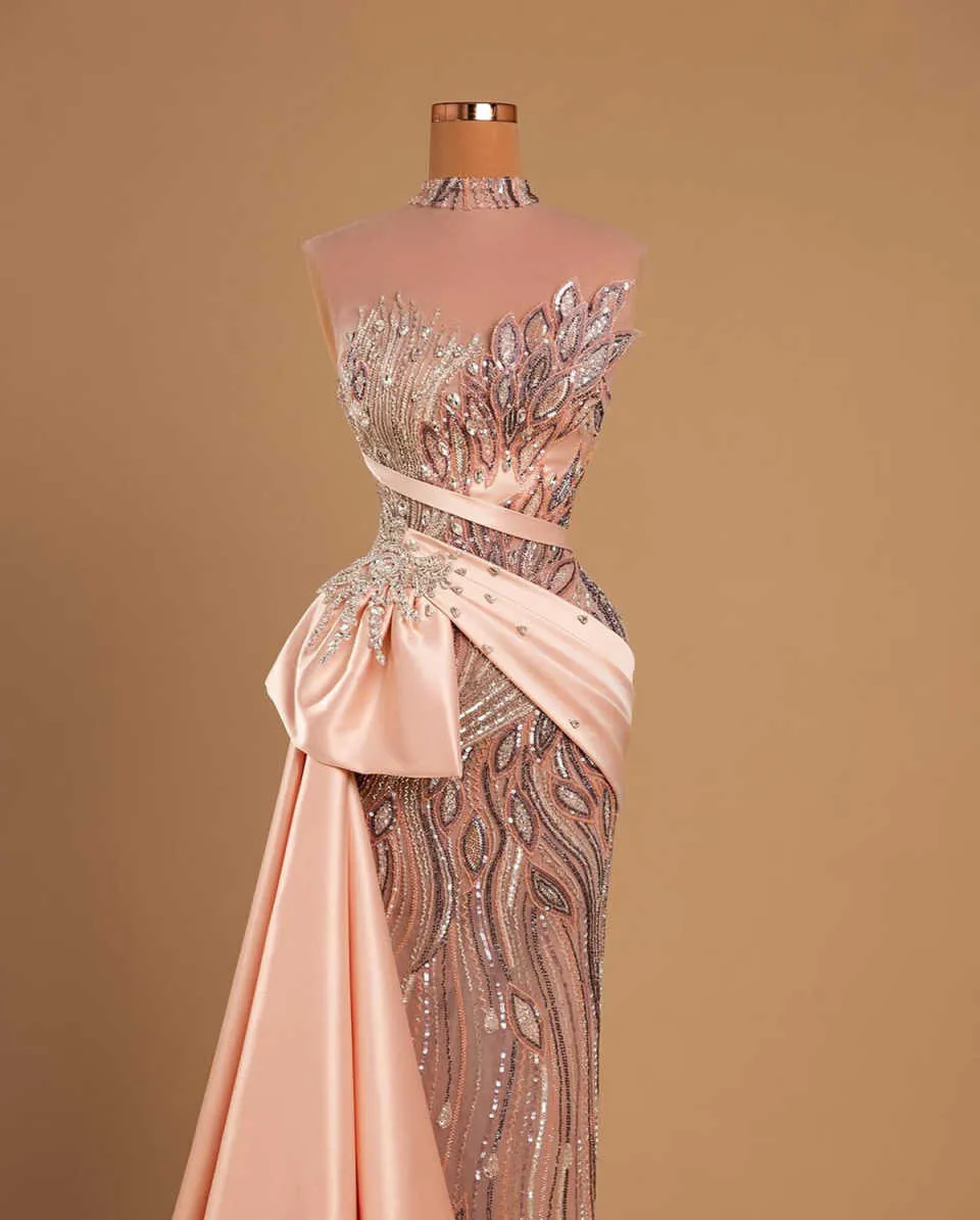 Elegant Evening Dresses High Neck Sleeveless Sequined Beaded Gowns With  Handmade Flowers Custom Prom And Party Dresses From Dreamsuits, $257.97 |  DHgate.Com