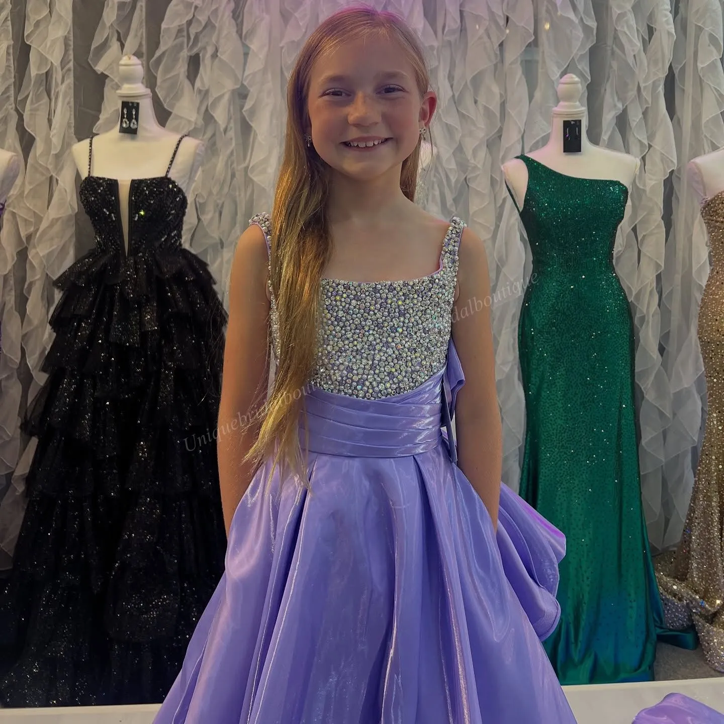 Junior Purple Formal Dress Satin A-Line Jewel Neckline Bow Beads Zipper  Back for Girls from Dhgate Girl's Pageant Dresses - price 106.99