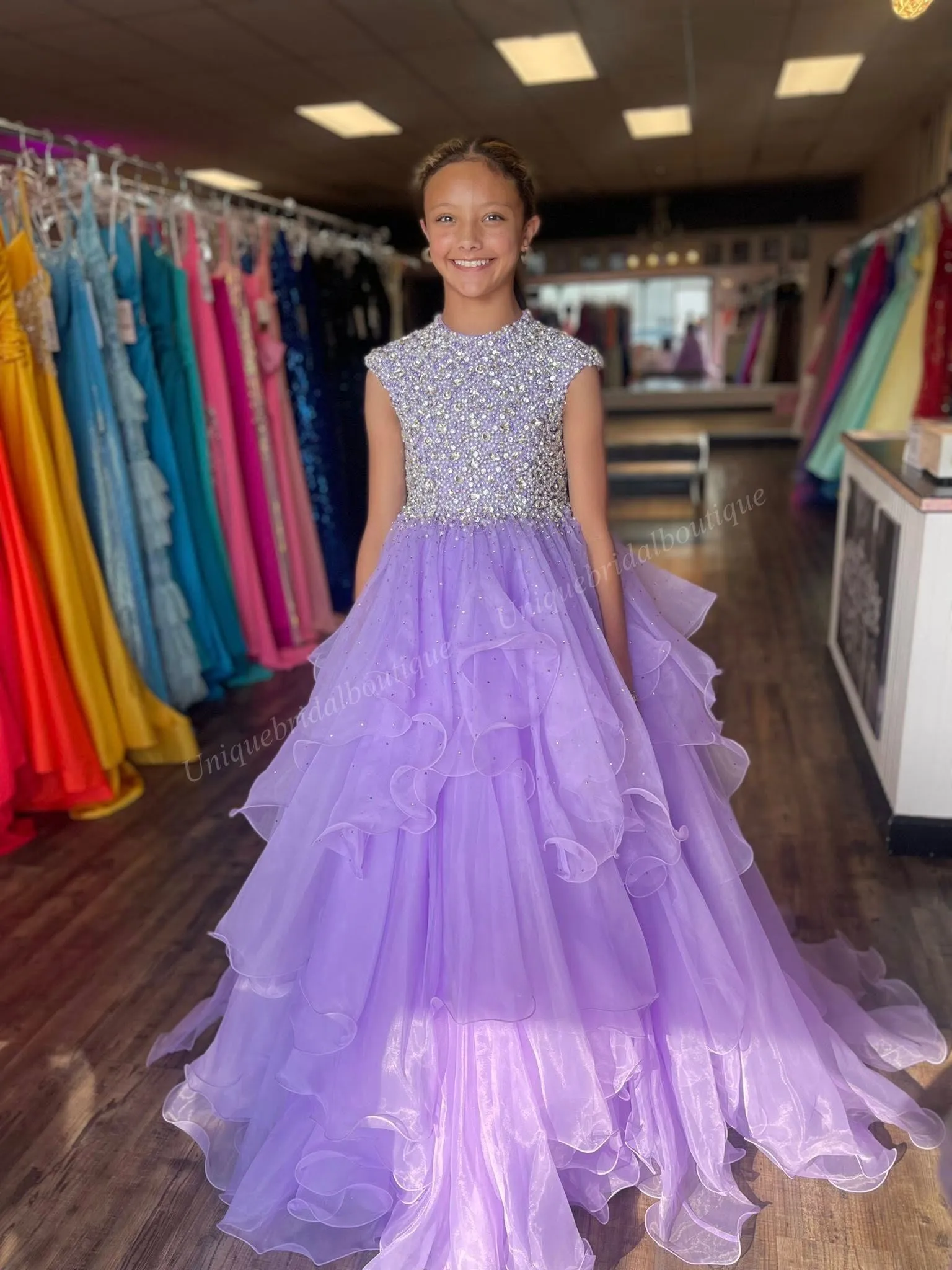 High Collar Pageant Dress For Girls Ruffled Organza... From  Uniquebridalboutique, $102.52 | DHgate.Com