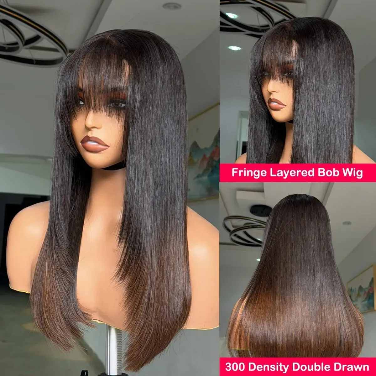 Ombre Brown Human Hair Wigs 13x6 HD Lace Frontal... From 