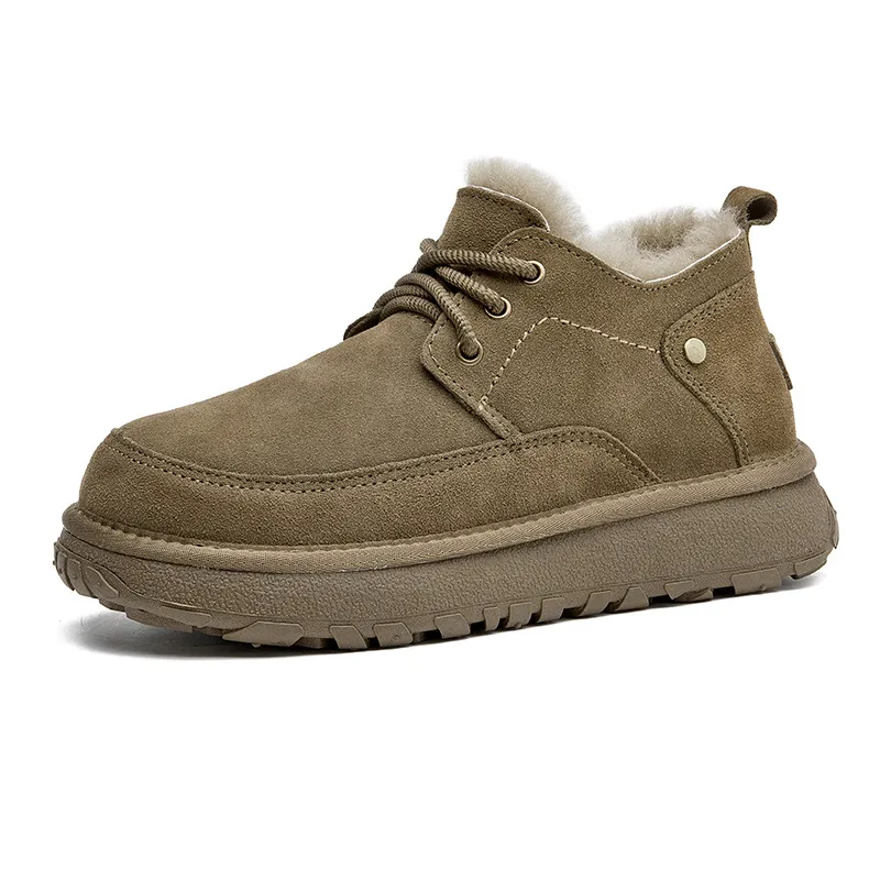 Winter Snow Boots For Women Non-slip Oxhide Leather Plush Lined_voghion.com