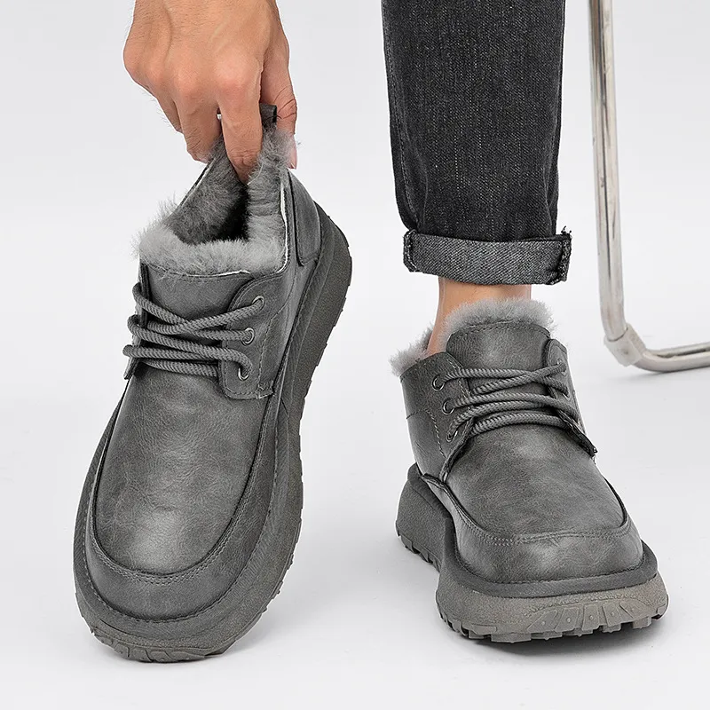 Winter Snow Boots For Women Non-slip Oxhide Leather Plush Lined_voghion.com