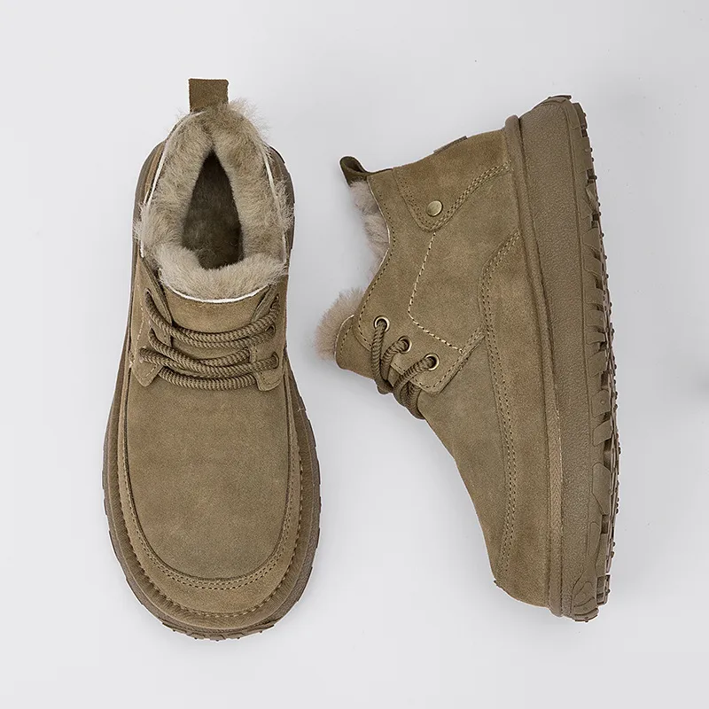 Winter Snow Boots For Women Non-slip Oxhide Leather Plush Lined_voghion.com