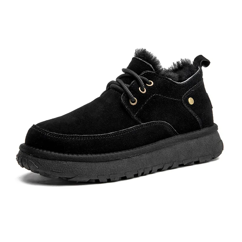 Winter Snow Boots For Women Non-slip Oxhide Leather Plush Lined_voghion.com