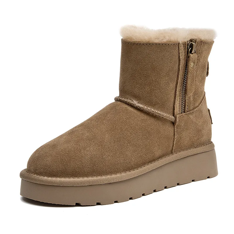 Winter Snow Boots For Women Oxhide Leather With Plush Lining_voghion.com