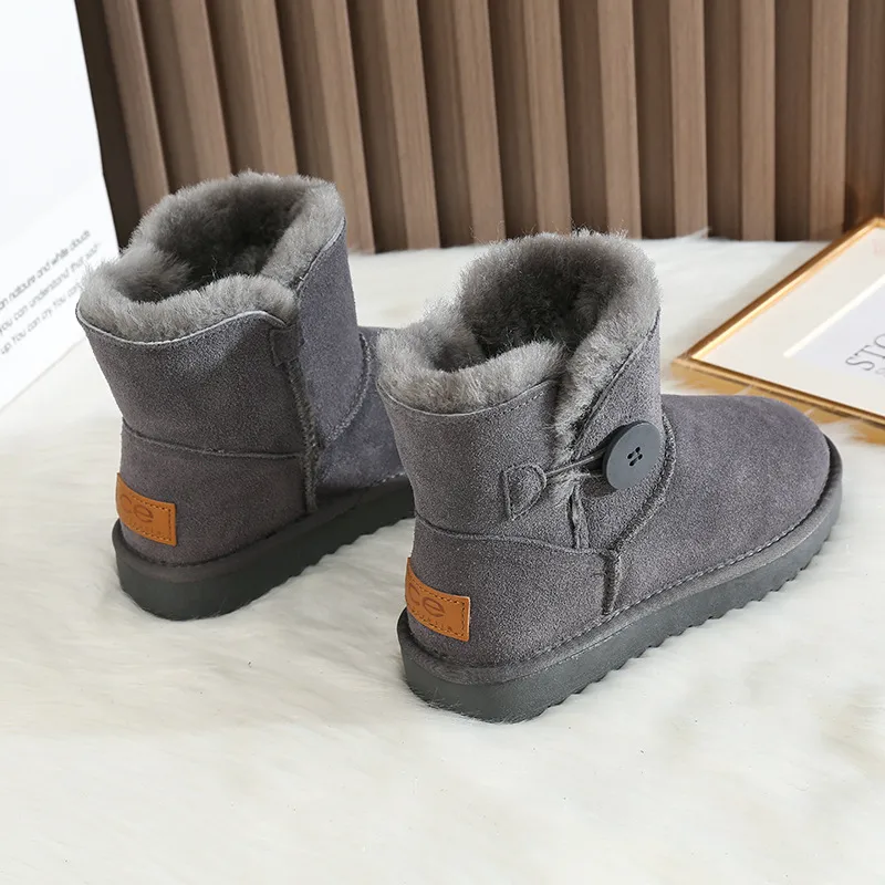 Winter Snow Boots Women Oxhide Fur Lined Anti Slip Ankle Boots_voghion.com