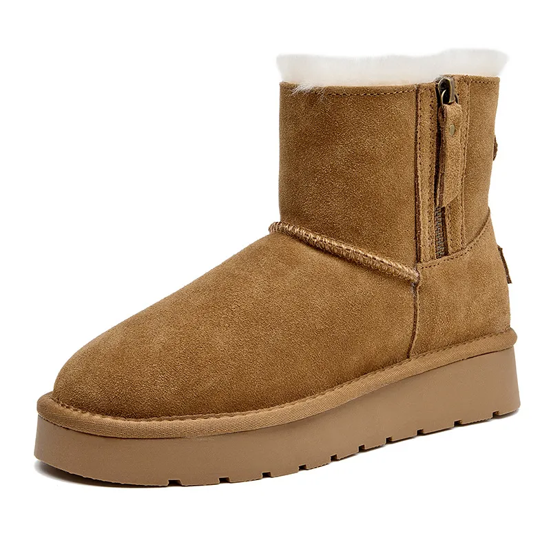 Winter Snow Boots For Women Oxhide Leather With Plush Lining_voghion.com