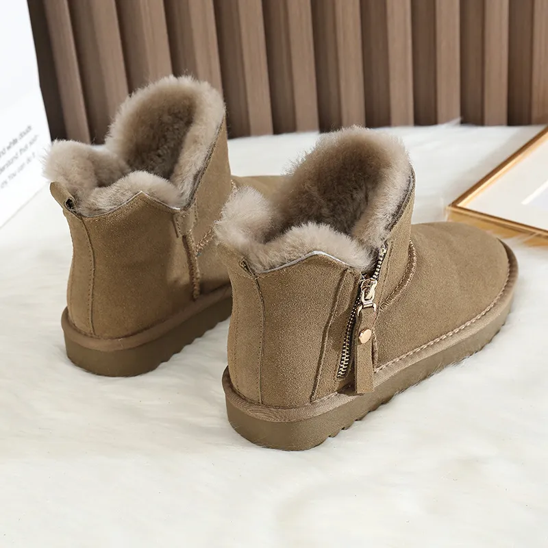 Damen Schneestiefel Mit Lammfellfutter Rutschfeste Winterstiefel_voghion.com
