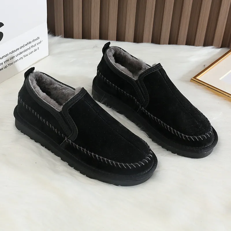 CE Designer Free Shipping Oxhide Affordable Winter Ti Slip Snow Boots With Thick Plush Cotton Shoes Colorful Black_desvips.com