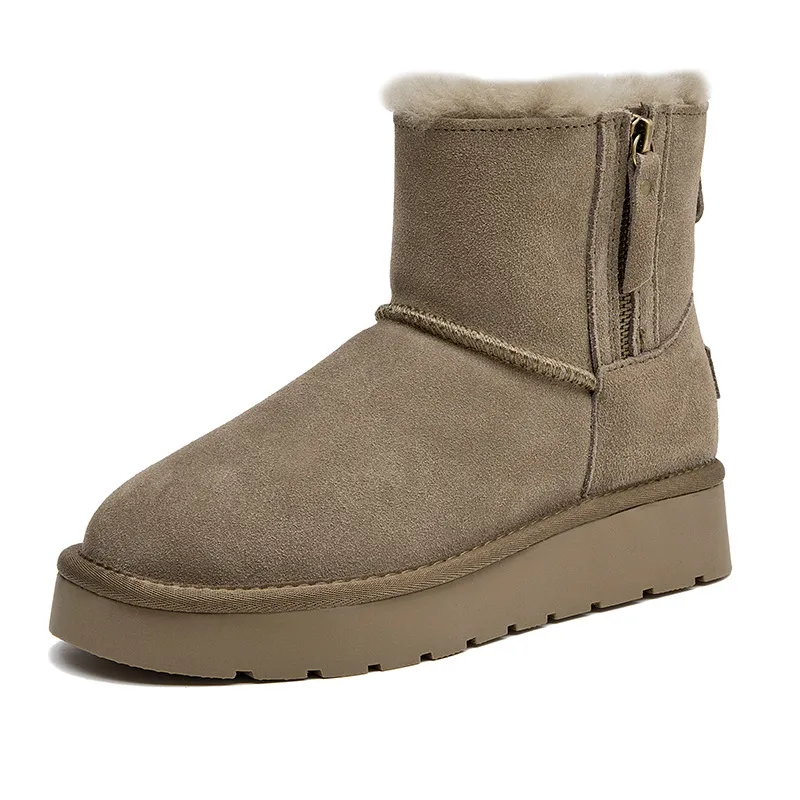 Winter Snow Boots For Women Oxhide Leather With Plush Lining_voghion.com