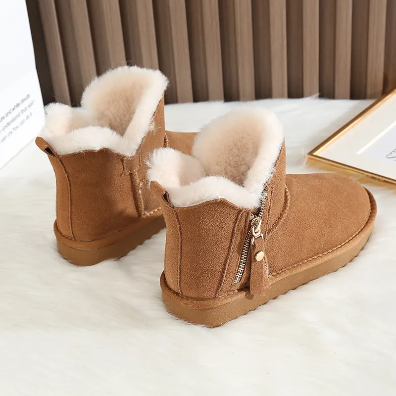 Damen Schneestiefel Mit Lammfellfutter Rutschfeste Winterstiefel_voghion.com