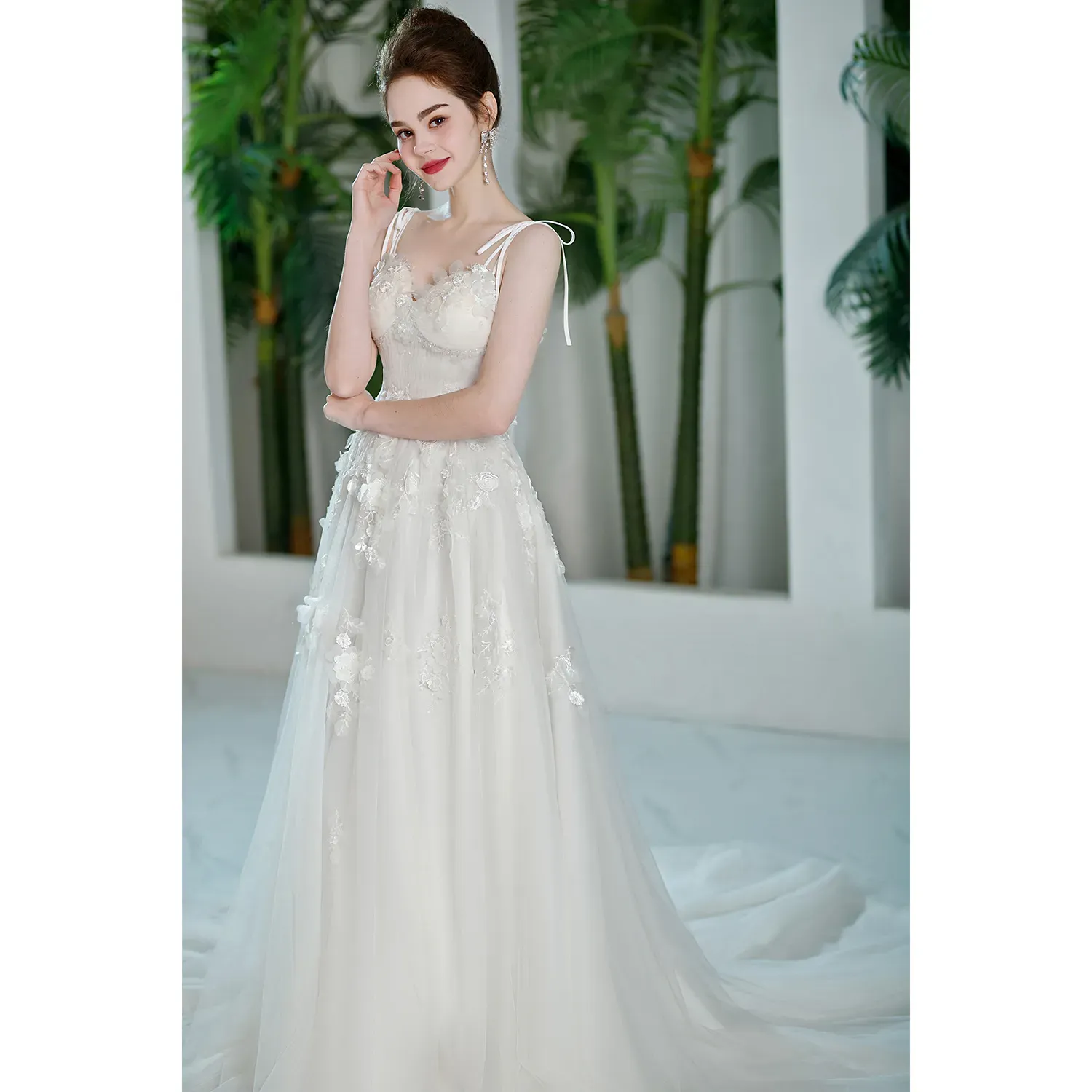 Playa Una Línea Vestidos De Novia Vestidos De Novia Correas De