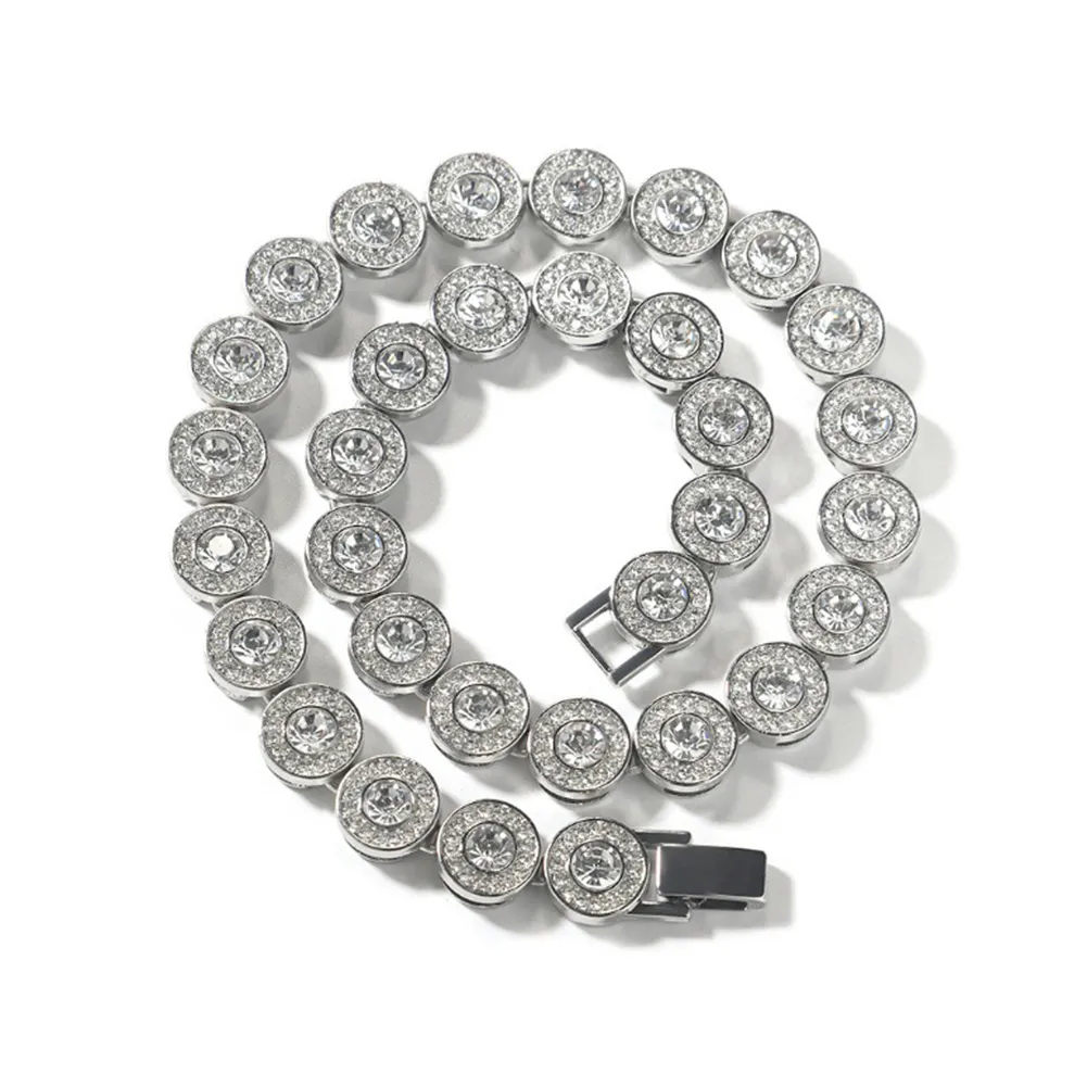 Hip Hop Tennis Chain diamond necklace and Bracelet Set with