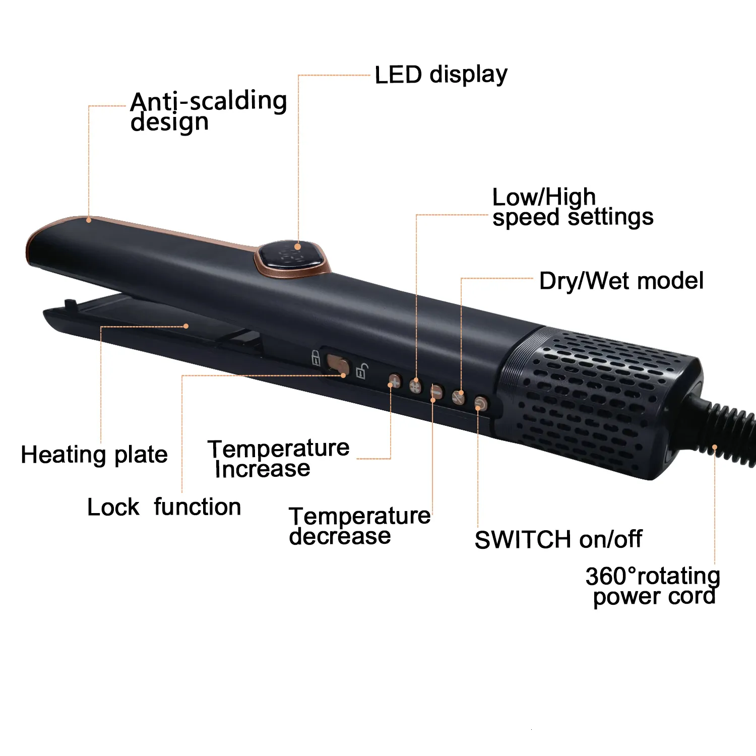 Multi Styler 2 in 1 Airstyler Flat Iron Hair Straightener 