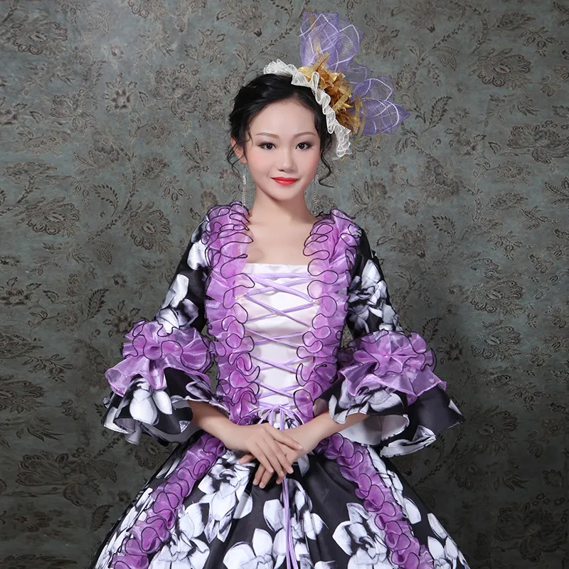 purple colonial dress 18th Century Marie Antoinette Colonial Gown purple Dress cosplay Costume