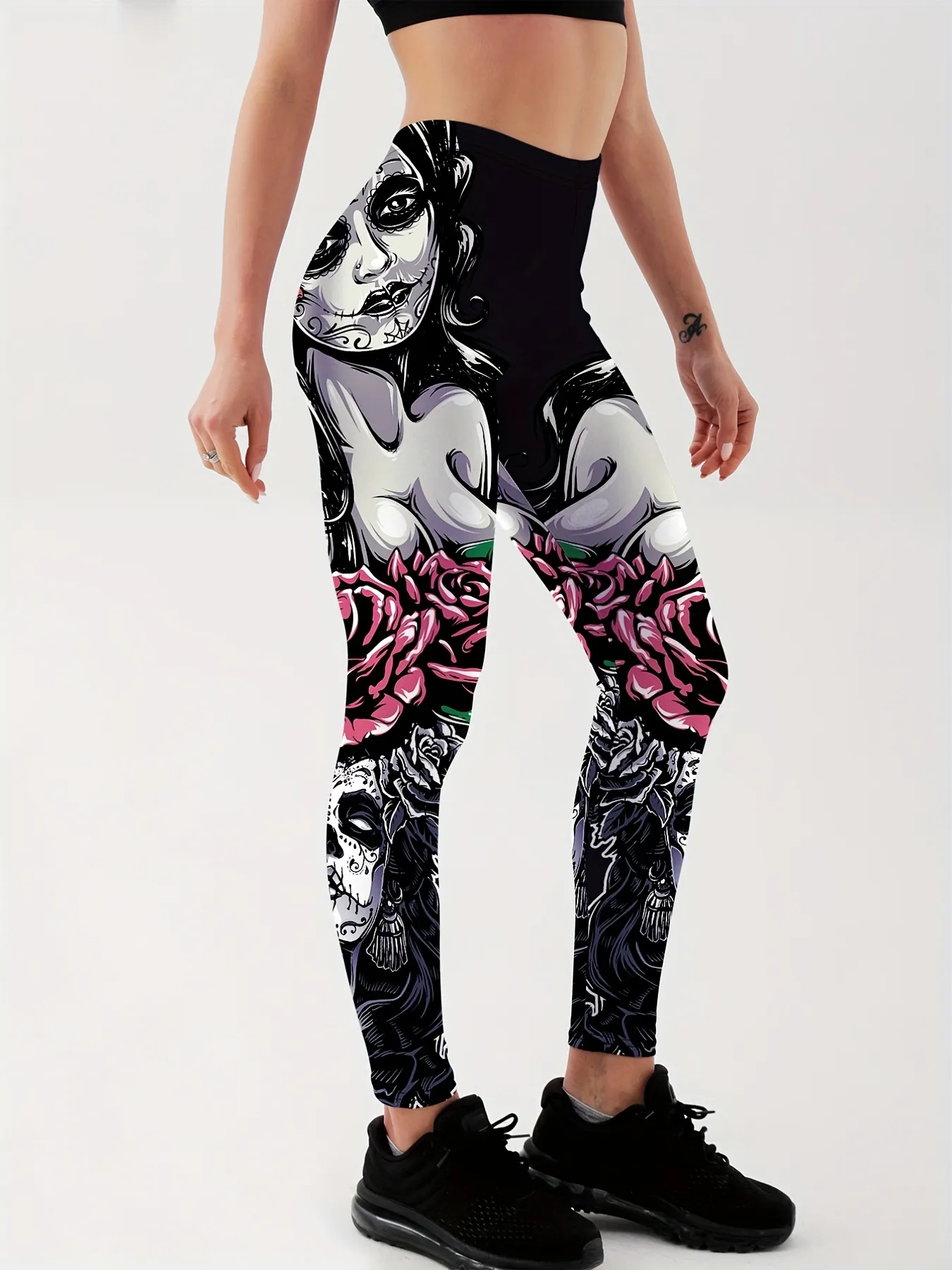 HOT Athletic Leggings Rose Print Leggings Women's Rose Print
