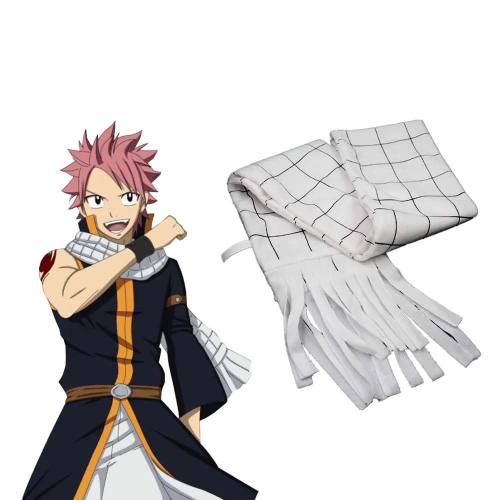 Écharpe Fairy Tail Natsu – Blanc/Noir, Cosplay Officiel Mixte, Écharpe Longue Et Chaude Pour Homme Et Femme