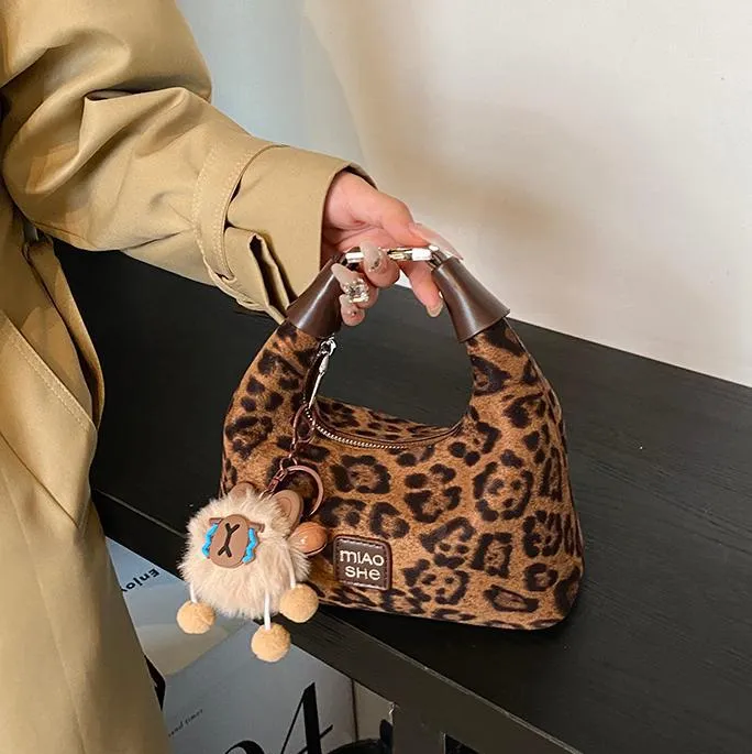 Crossbody Purses Leopard Print Fur Bag Crossbody Bag Leopard Furry