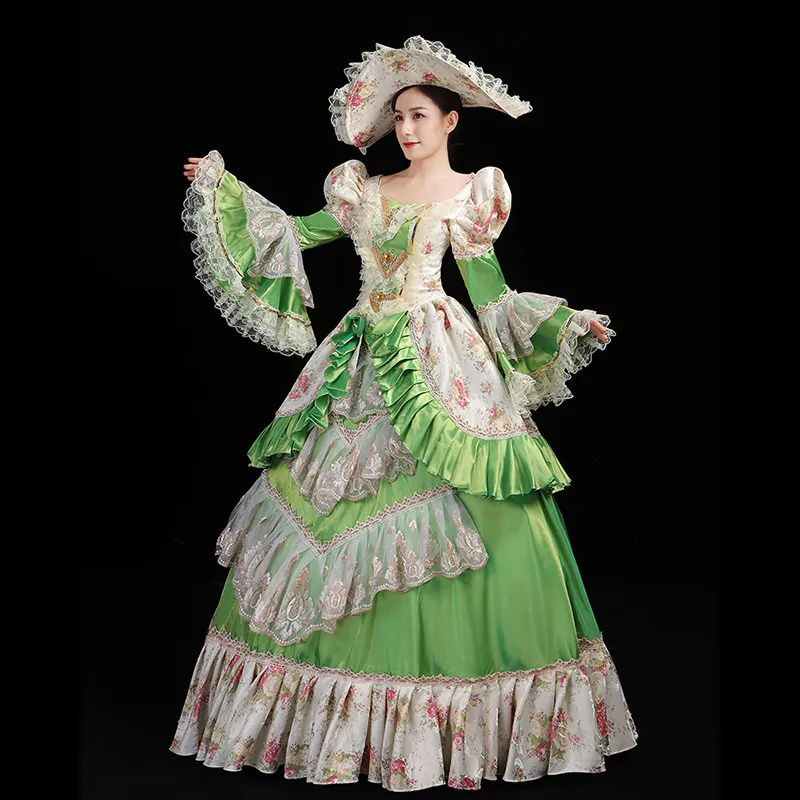 Green 18th Century Satin Ball Gown with Appliques for Women Ages 18-35,  Floor-Length Vintage Dress from Dhgate Basic & Casual Dresses - price 150.57