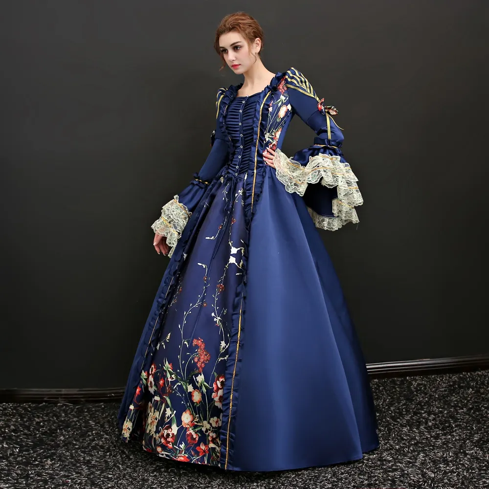 18th century formal dress Customize Retro Vintage Wine Red Jacquard Floral Rococo 18th Century Victorian Dress Long Lace Sleeves Square Collar Formal Gown Theater Clothing