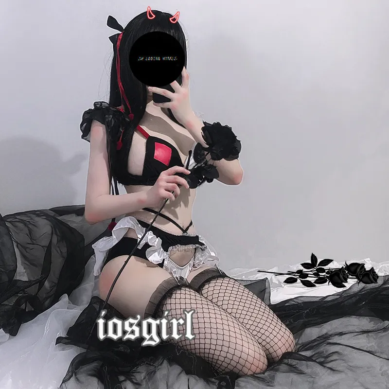 5-Piece Japanese Demon gothic bikini Lingerie Set for Devil and Roleplay