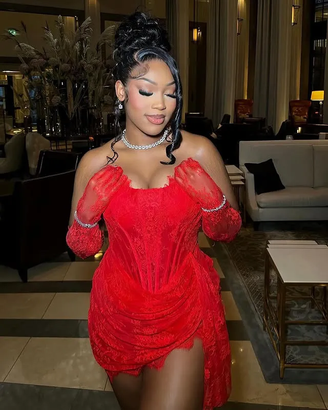 Sexy See Thru Red Lace Dress Strapless Corset Mini... From Fittedbridal,  $148.75 | DHgate.Com