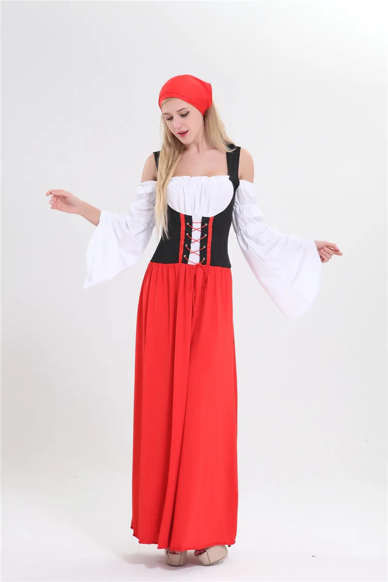 long sleeve oktoberfest dress Busydd Dresses for Women Long Sleeve Oktoberfest Dress Stylish Square Neck Halloween Carnival Traditional Costumes L