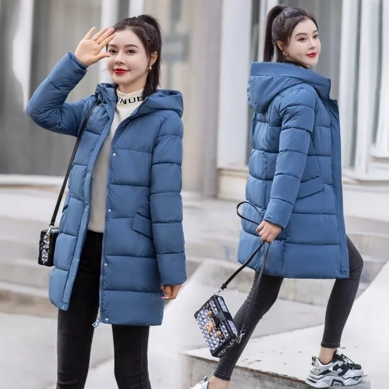 Parka Coat Longitud Media Con Capucha Winter Warm Plus Fleece Coat