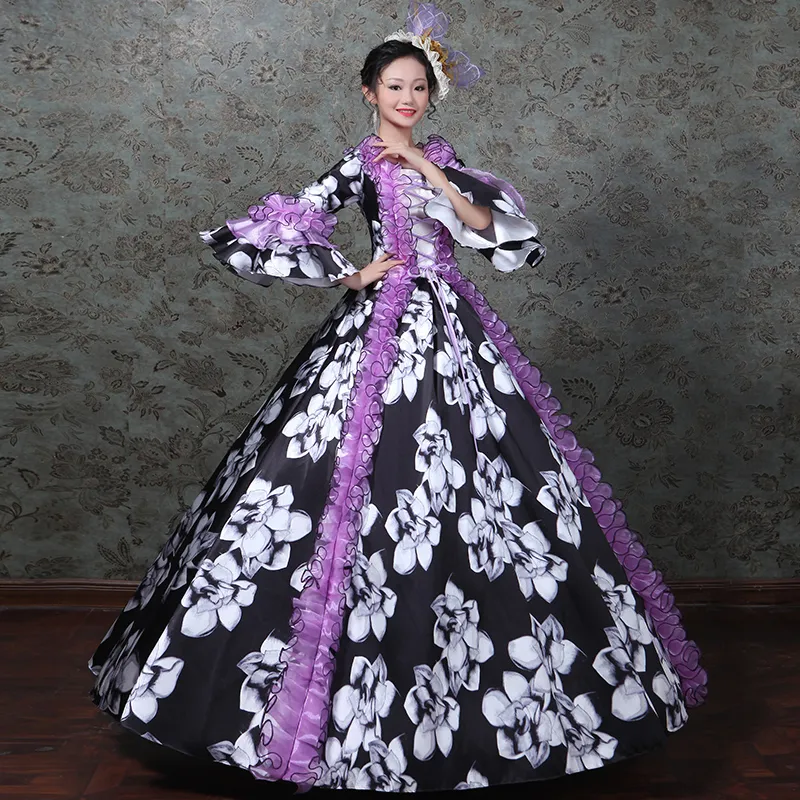purple colonial dress Colonial Festival Dress [#GDG3]