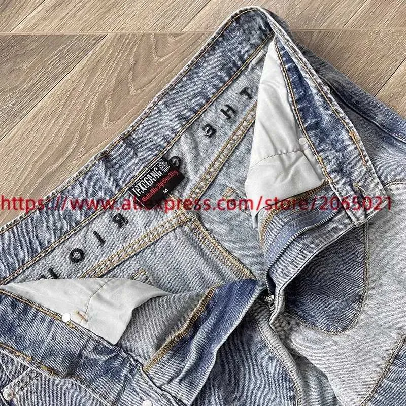 Premium Patwork Glo Gang Multi Denim Flare Grunge Pants For Men  