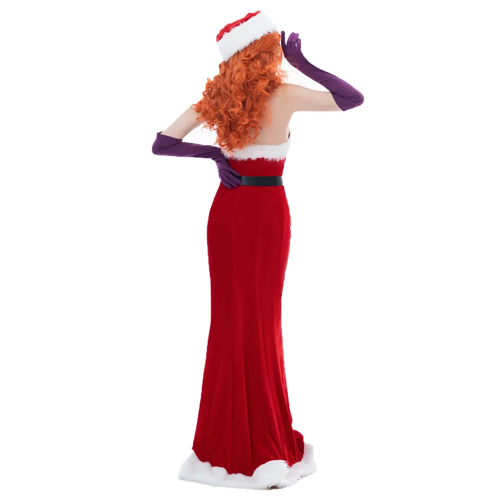 Victoria Rabbit Red Dress Rabbit Costume Adults Cosplay Set: Women's Red Sequin Dress With Plush ...