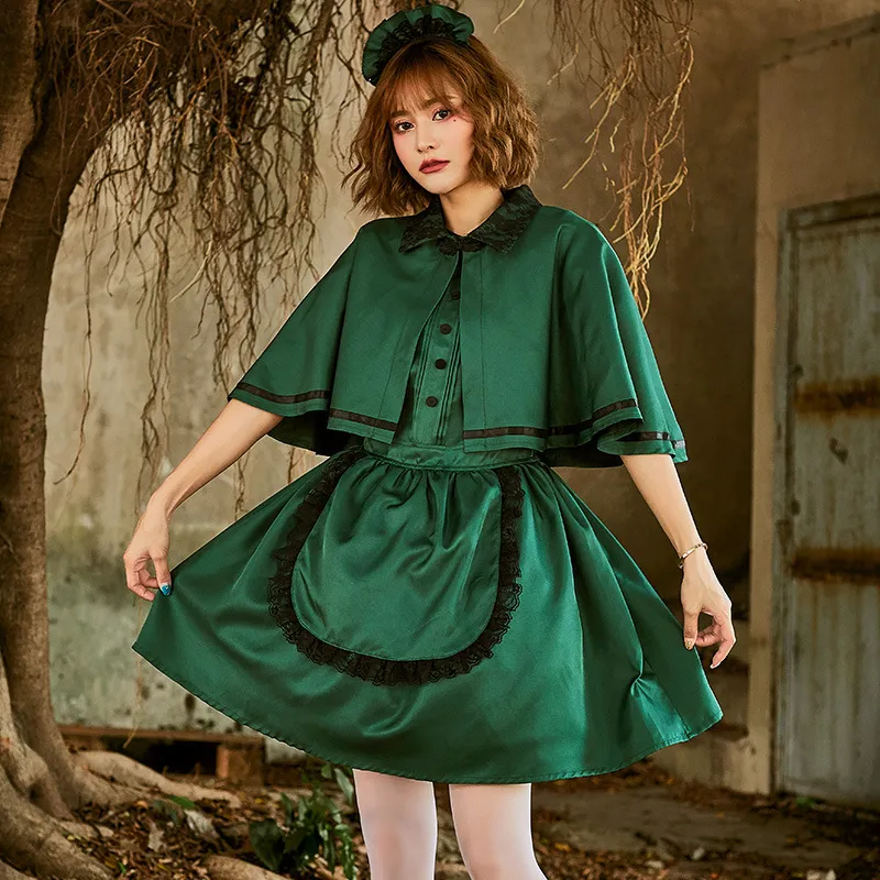 green emerald velvet dress Alice in Wonderland Dress main image 1