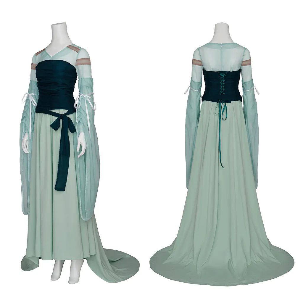 Galadriel Cosplay Costume Elf Princess Queen Dress Outfits Medieval Wedding Women Halloween Party Clothes Blue Long Dress