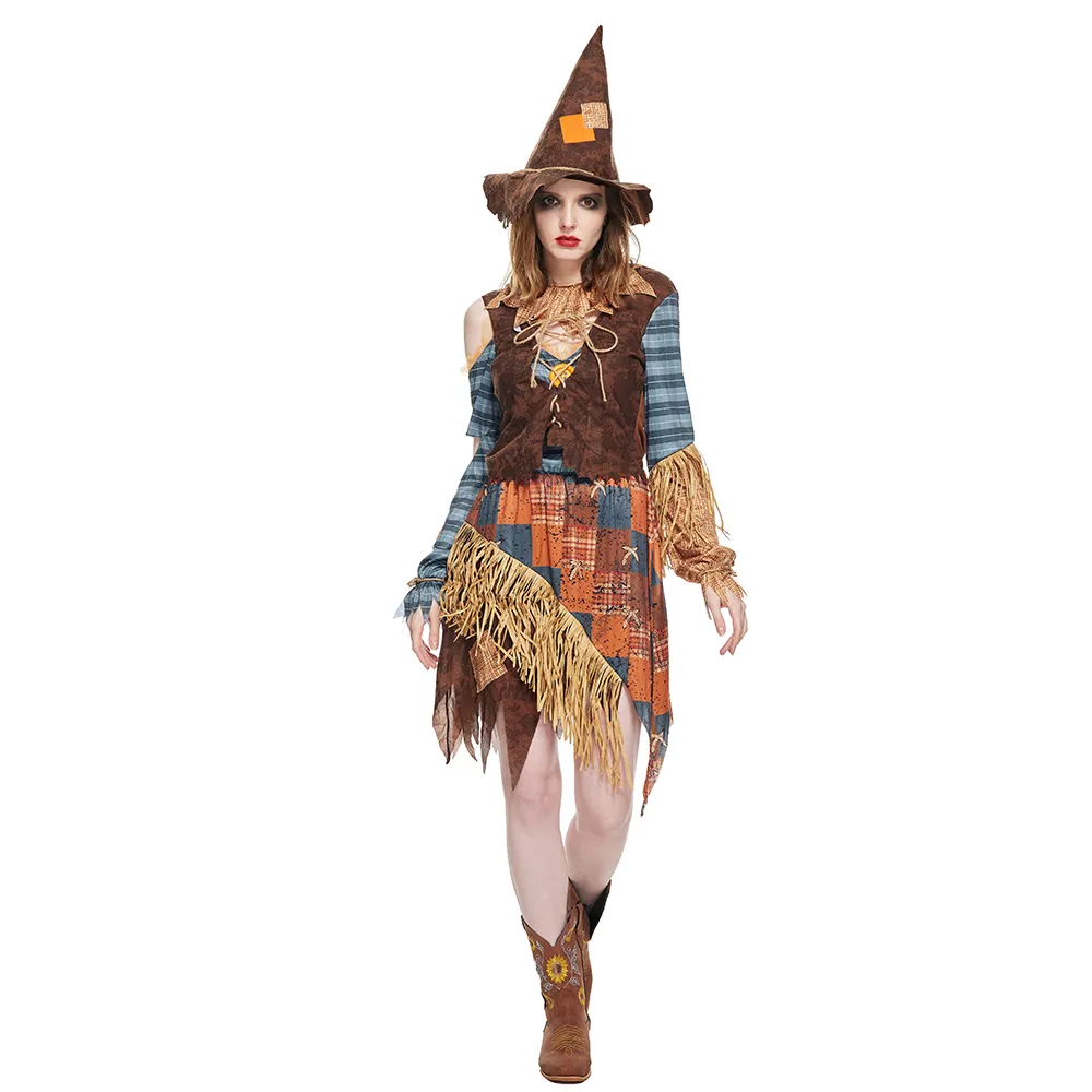 Save Big on Bulk Women's Scarecrow Costumes Circus Clown Costume Women  Whimsical Scarecrow Outfit For Women, Halloween Stage Show Performance  Costume ..., image size:1000x1000