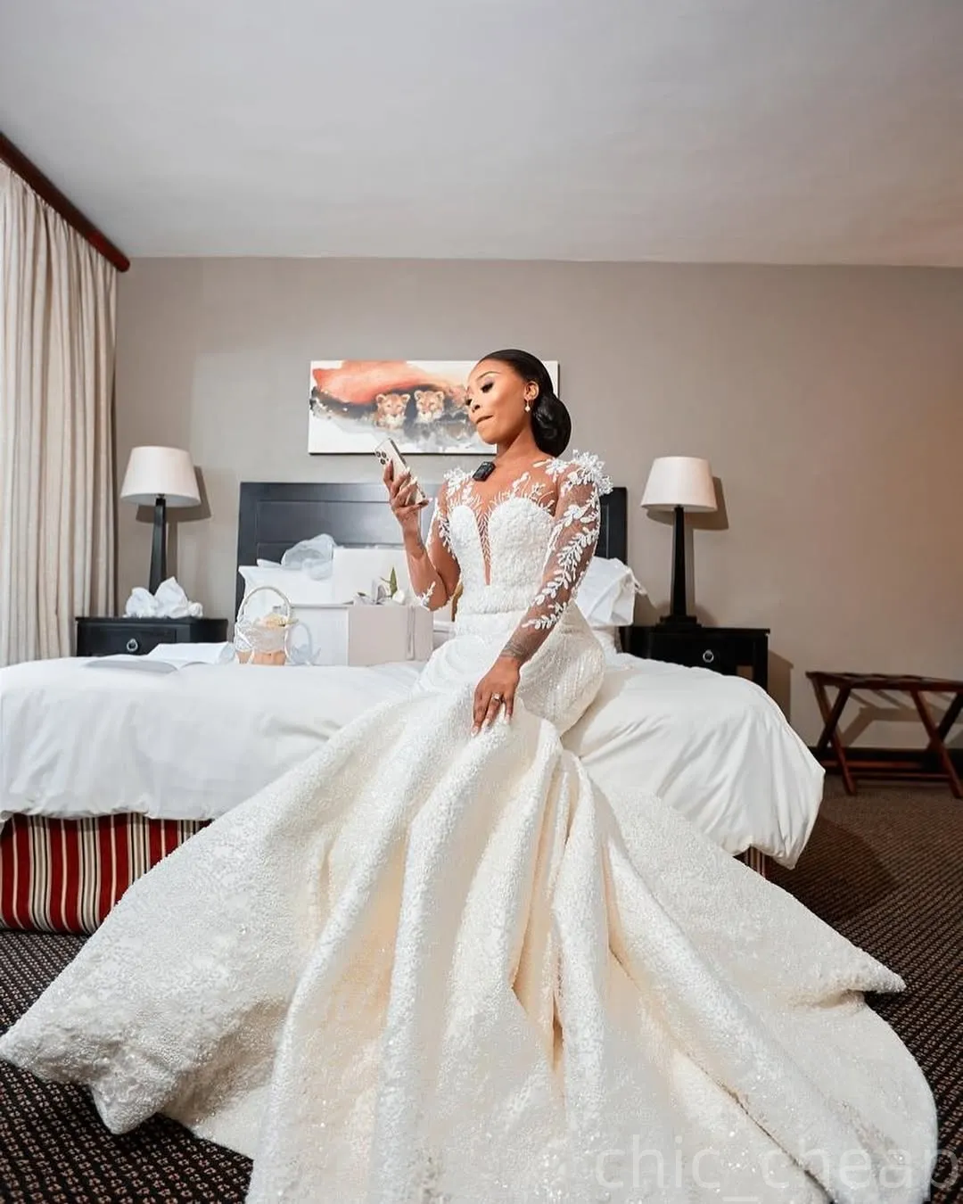 long sleeve ivory wedding dress 2025 Wedtrend Women Ivory Bridal Dress A Line Long Chiffon Wedding Dress With 3D Butterflies Long Sleeves, Ivory / US8
